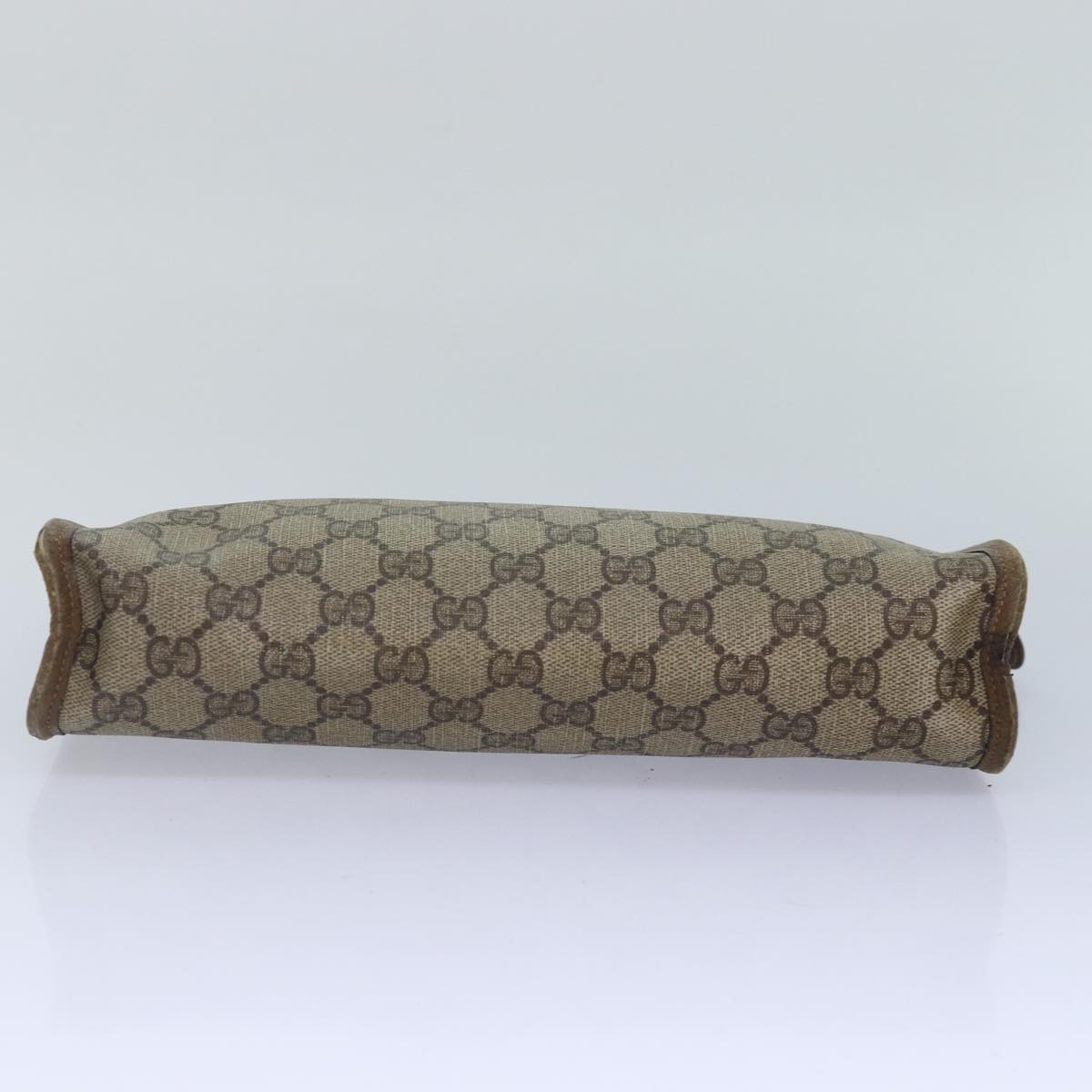 GUCCI GG Supreme Clutch Bag PVC Leather Beige 111 01 037 Auth fm3789