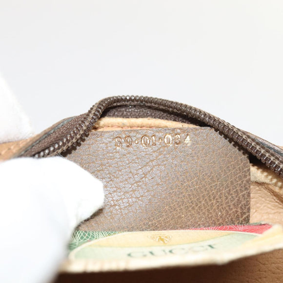 GUCCI GG Supreme Web Sherry Line Clutch Bag PVC Beige Rot 89 01 034 Auth fm3793