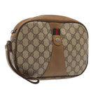GUCCI GG Supreme Web Sherry Line Clutch Bag PVC Beige Rot 89 01 034 Auth fm3793-1