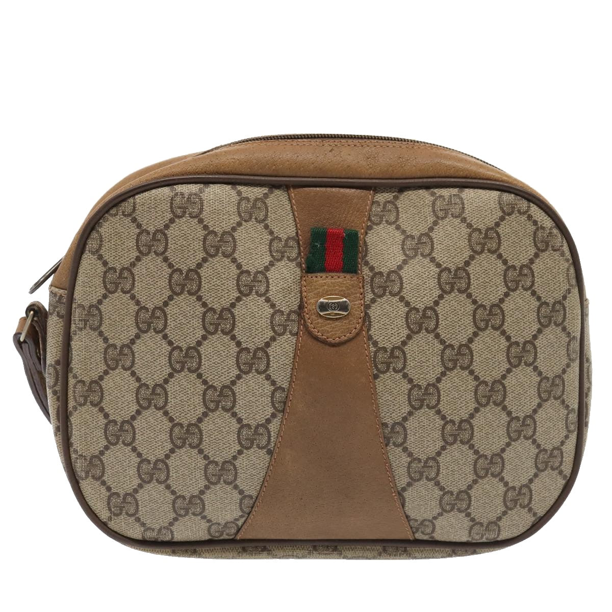 GUCCI GG Supreme Web Sherry Line Clutch Bag PVC Beige Red 89 01 034 Auth fm3793