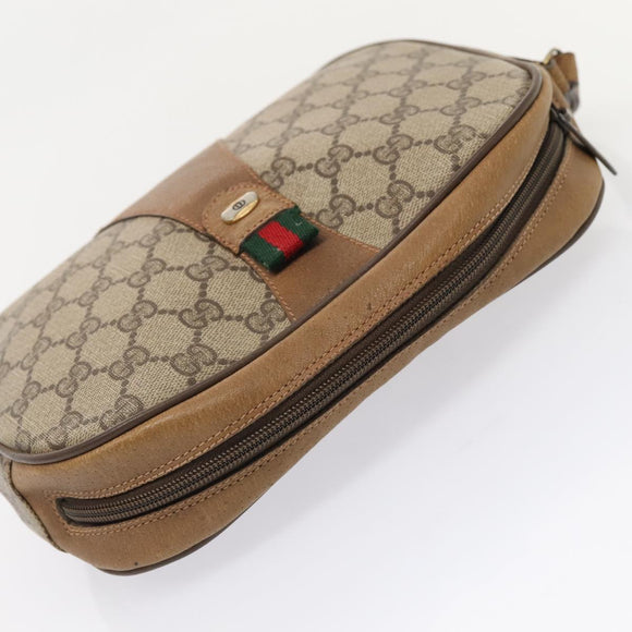 GUCCI GG Supreme Web Sherry Line Clutch Bag PVC Beige Rot 89 01 034 Auth fm3793