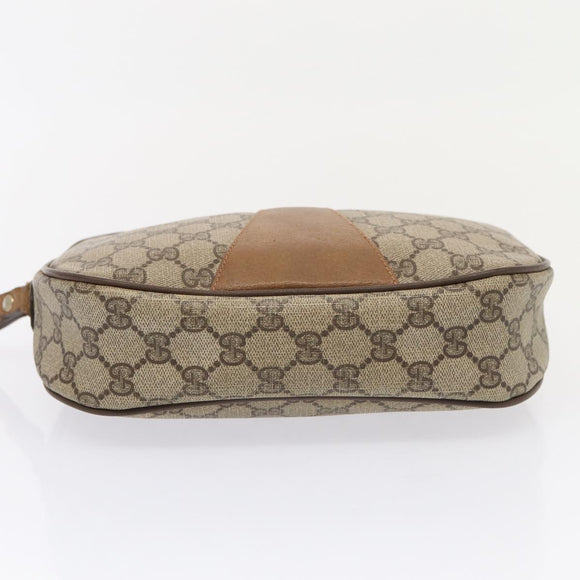 GUCCI GG Supreme Web Sherry Line Clutch Bag PVC Beige Rot 89 01 034 Auth fm3793