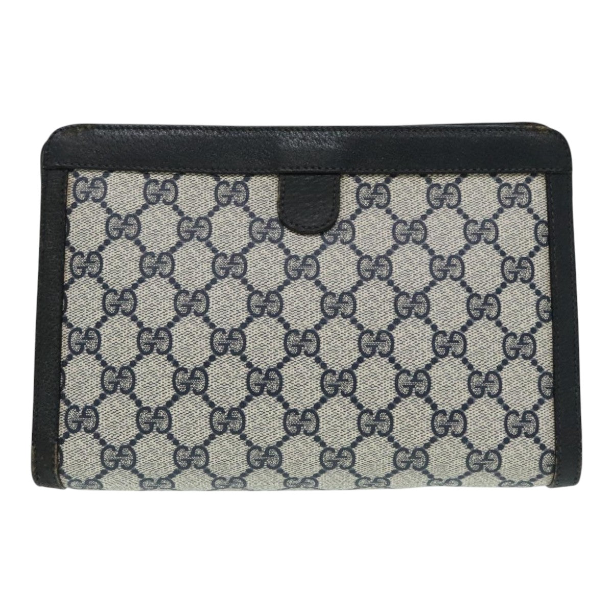 GUCCI GG Supreme Sherry Line Clutch Bag PVC Leather Navy 89 01 032 Auth fm3797 - 0