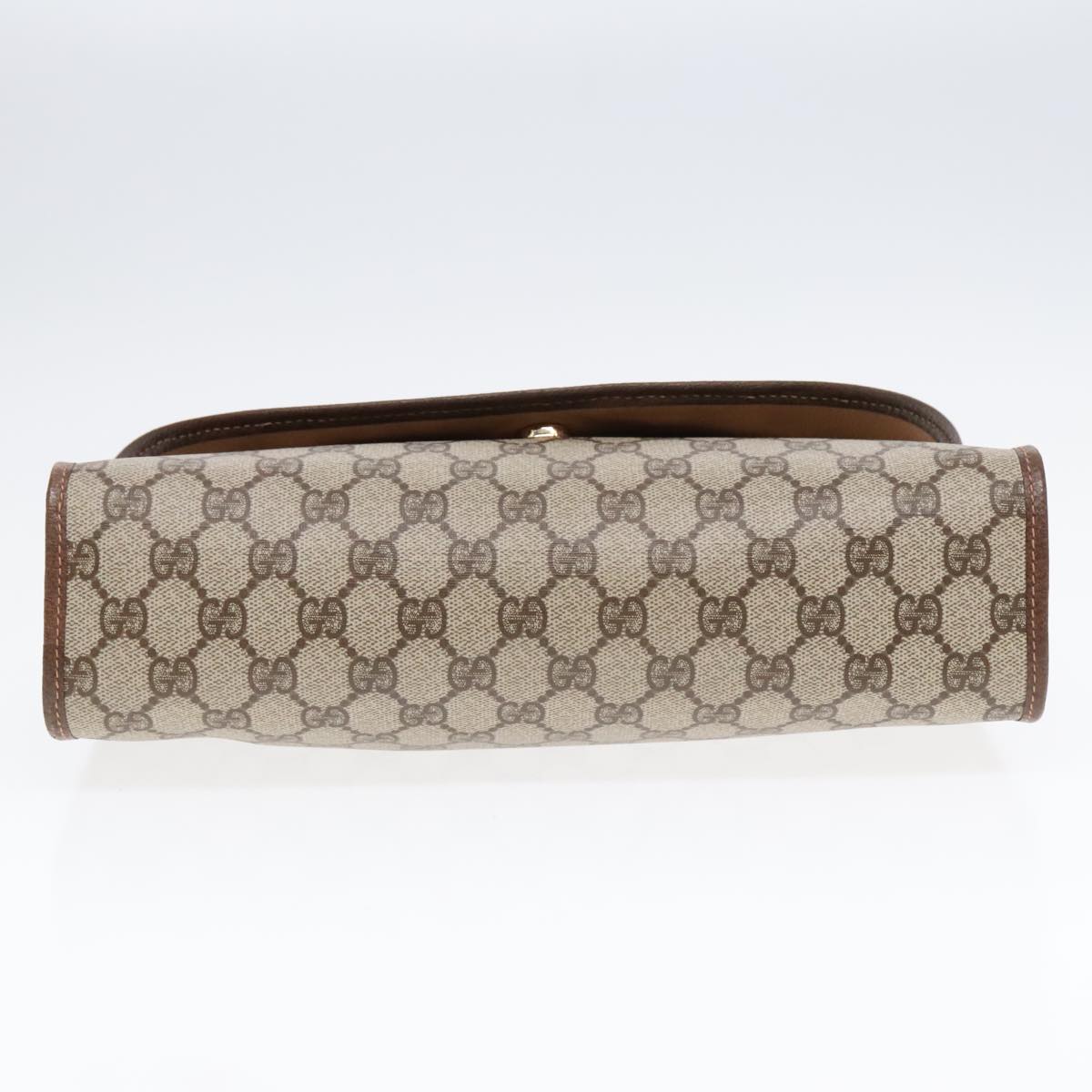 GUCCI GG Supreme Clutch Bag PVC Leather Beige 156 01 031 Auth fm3799