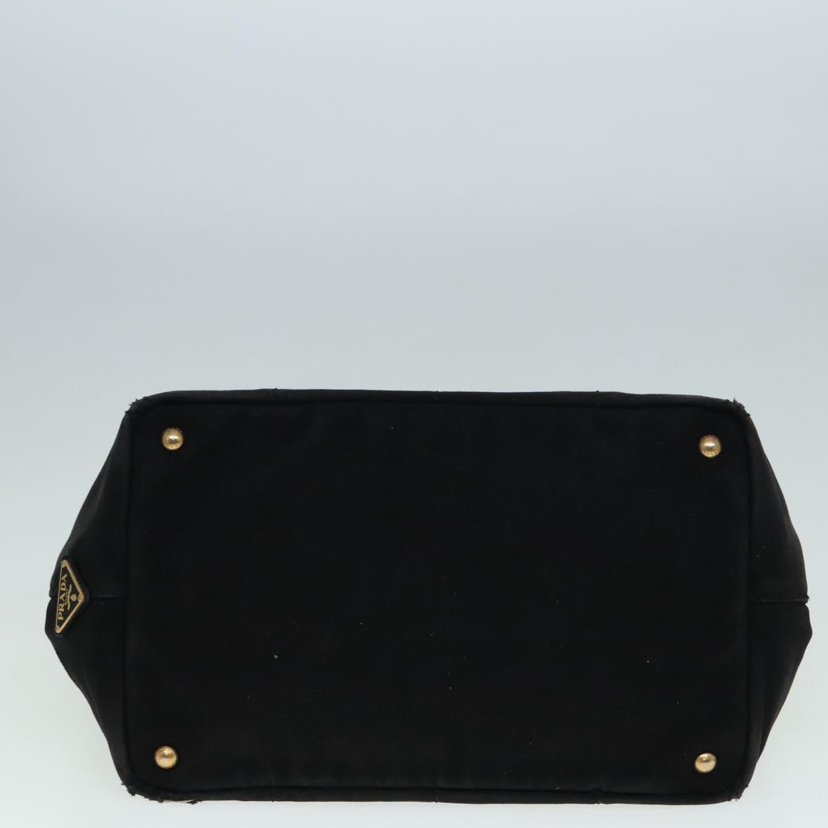 PRADA Canapa MM Hand Bag Canvas Gold Black Auth fm3805