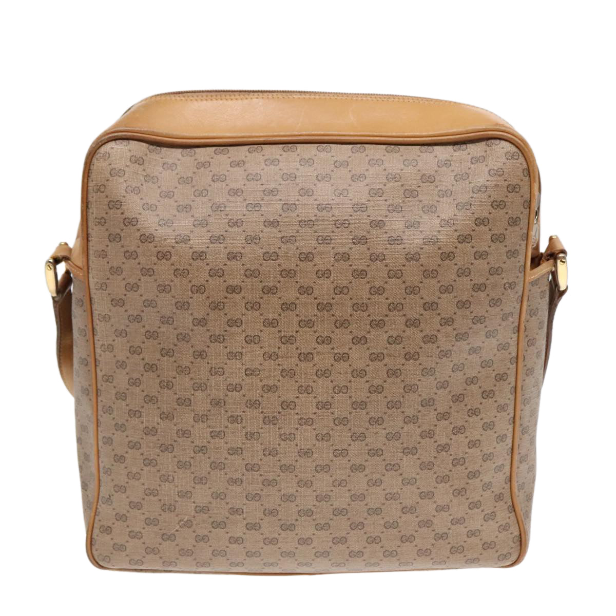 GUCCI Micro GG Canvas Shoulder Bag PVC Leather Beige Auth fm3810