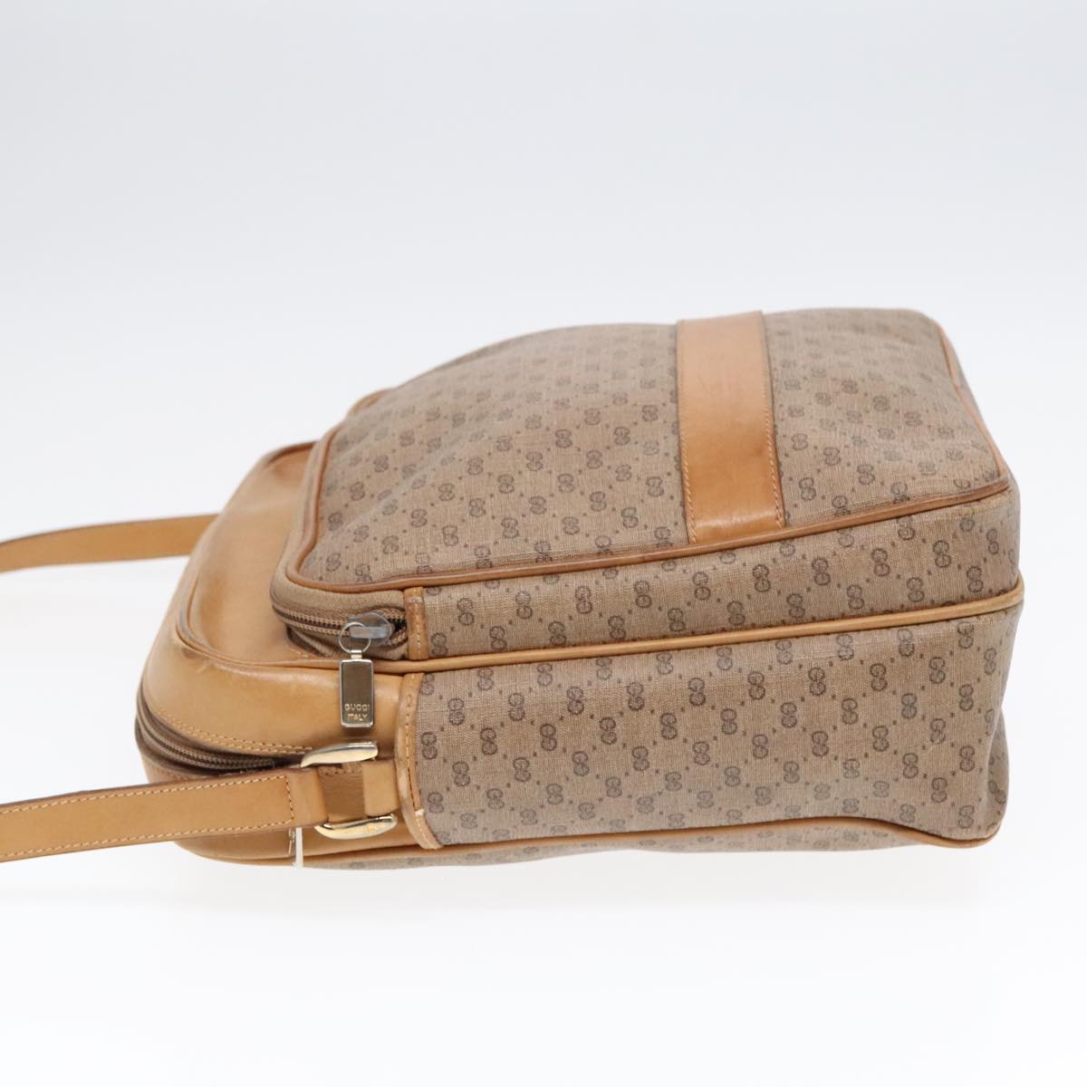 GUCCI Micro GG Canvas Shoulder Bag PVC Leather Beige Auth fm3810