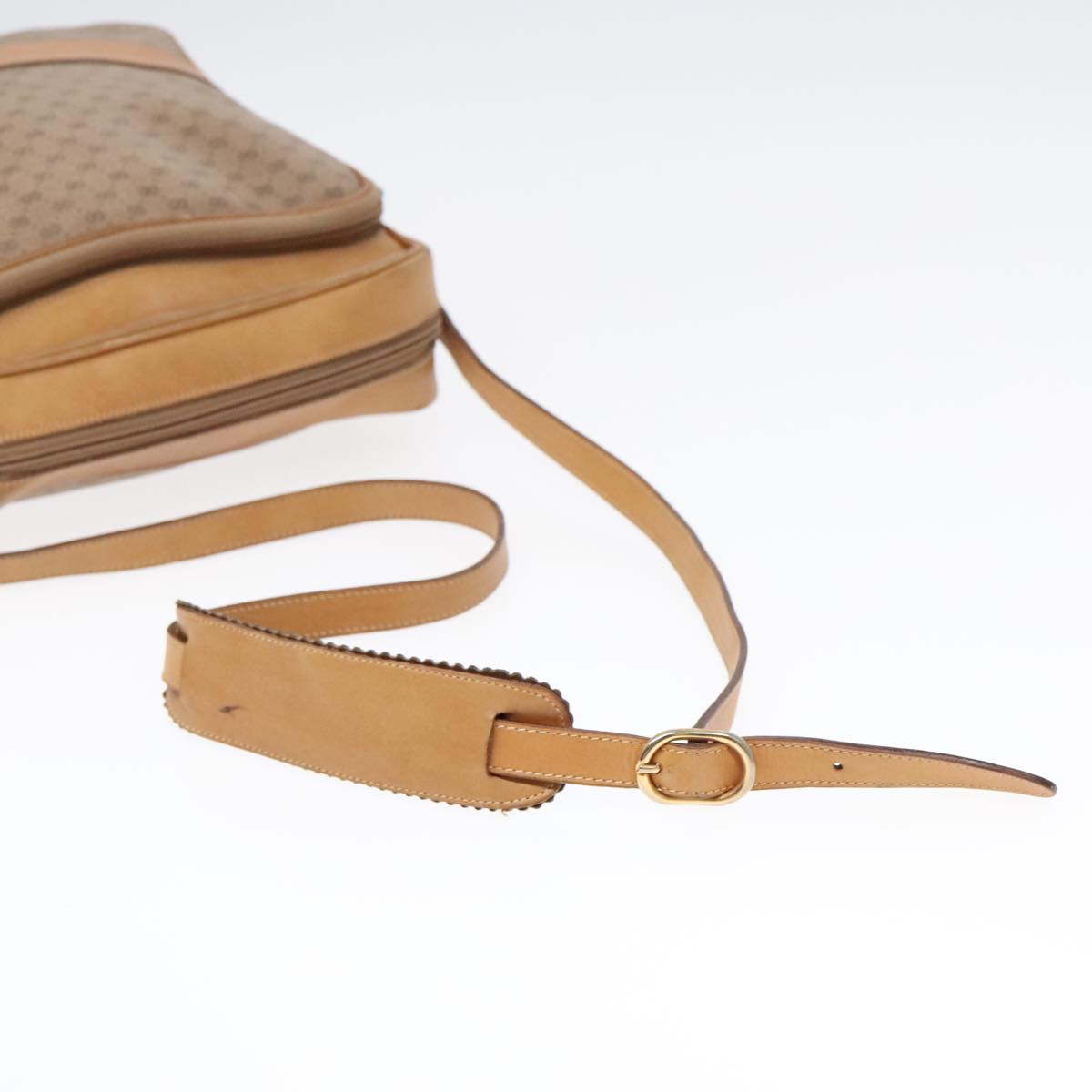 GUCCI Micro GG Canvas Shoulder Bag PVC Leather Beige Auth fm3810