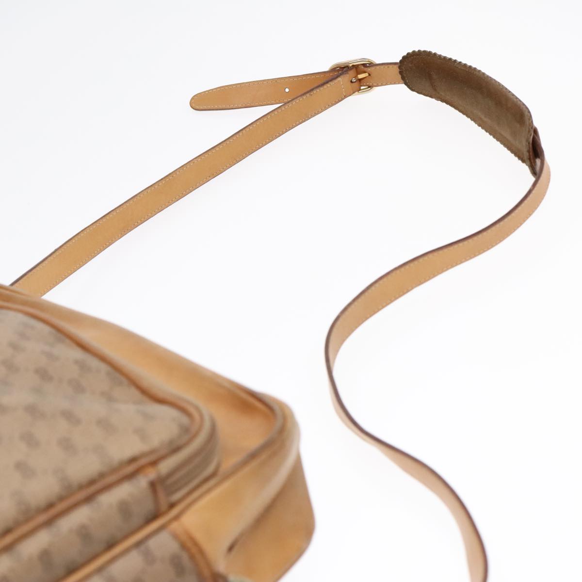 GUCCI Micro GG Canvas Shoulder Bag PVC Leather Beige Auth fm3810