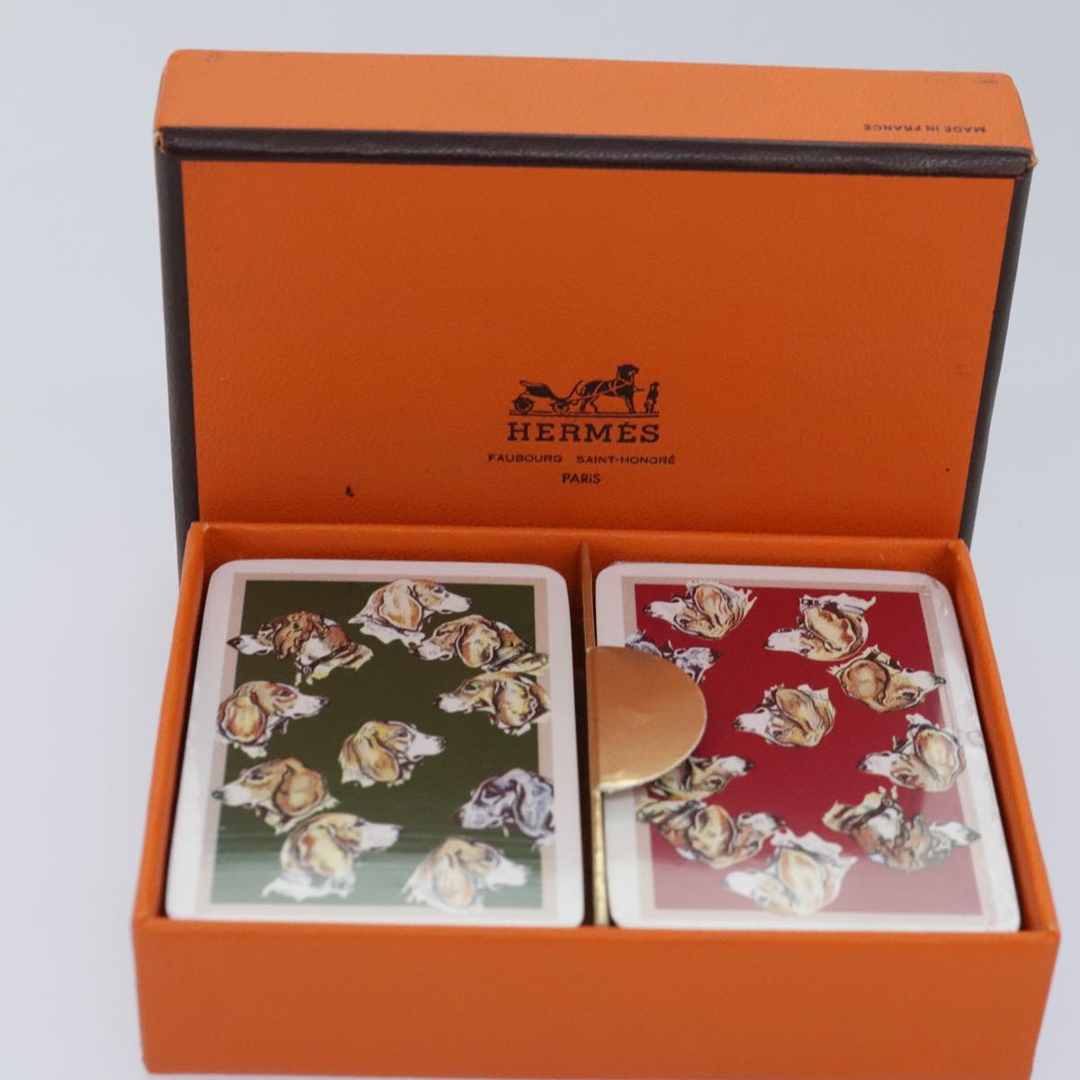 HERMES Mini Playing Cards Green Red Auth fm3851