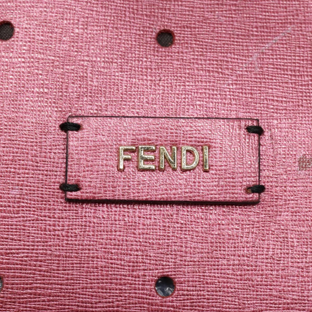 FENDI Tote Bag Leather Pink Gold Auth fm3867