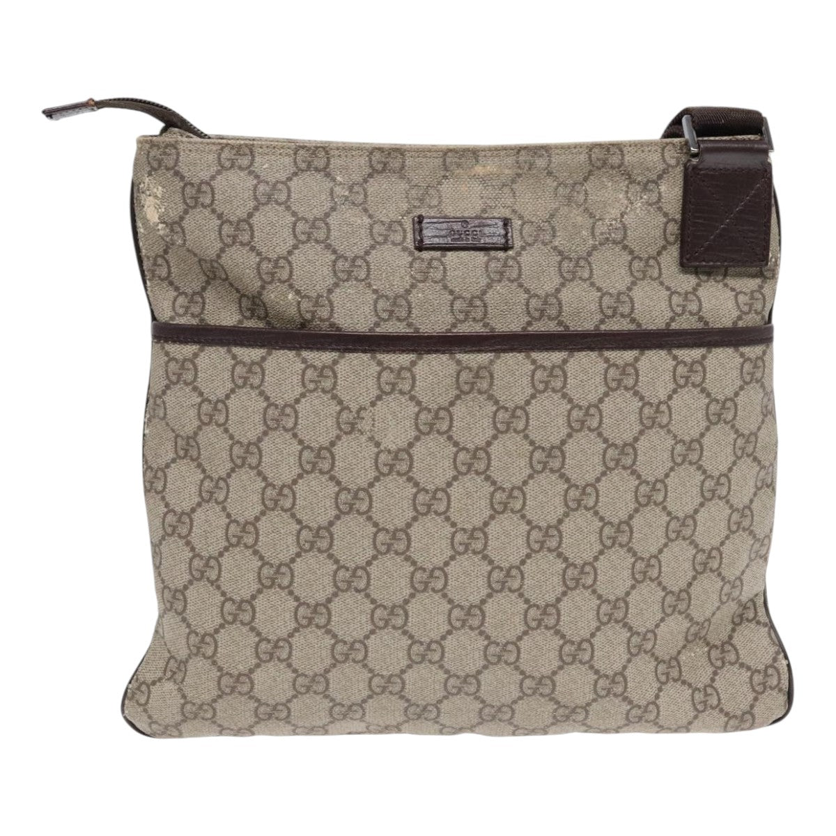 GUCCI GG Canvas Shoulder Bag Coated Canvas Beige Auth fm3868