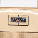CELINE Tote Bag Canvas Leather Beige Silver Auth fm3874-17