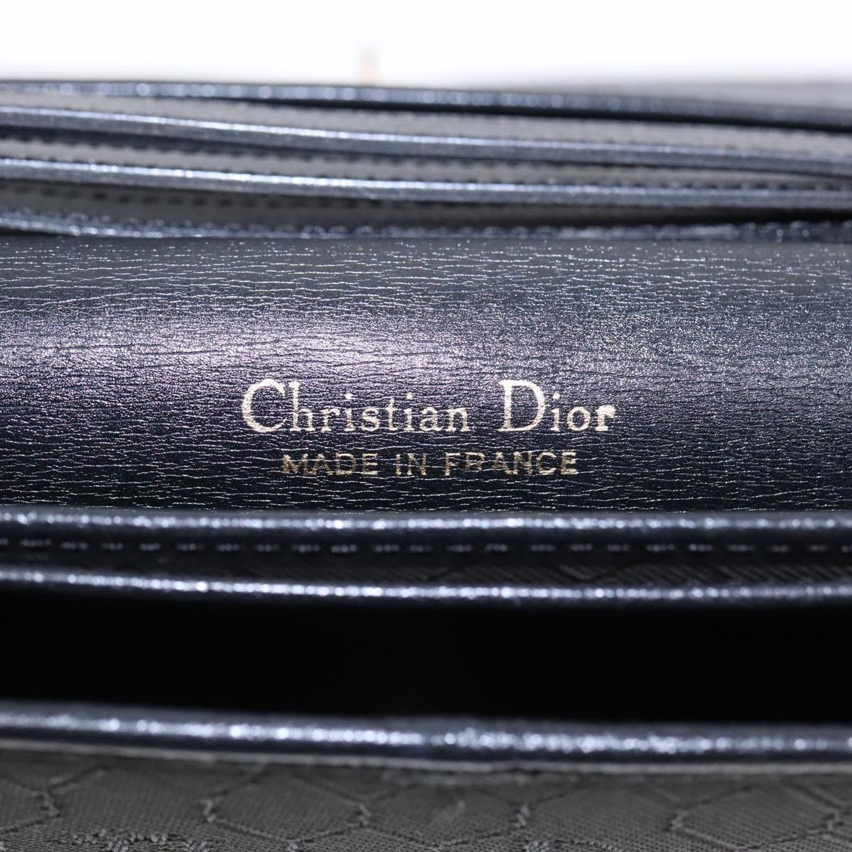 Christian Dior Shoulder Bag Leather Black Gold Auth fm3878