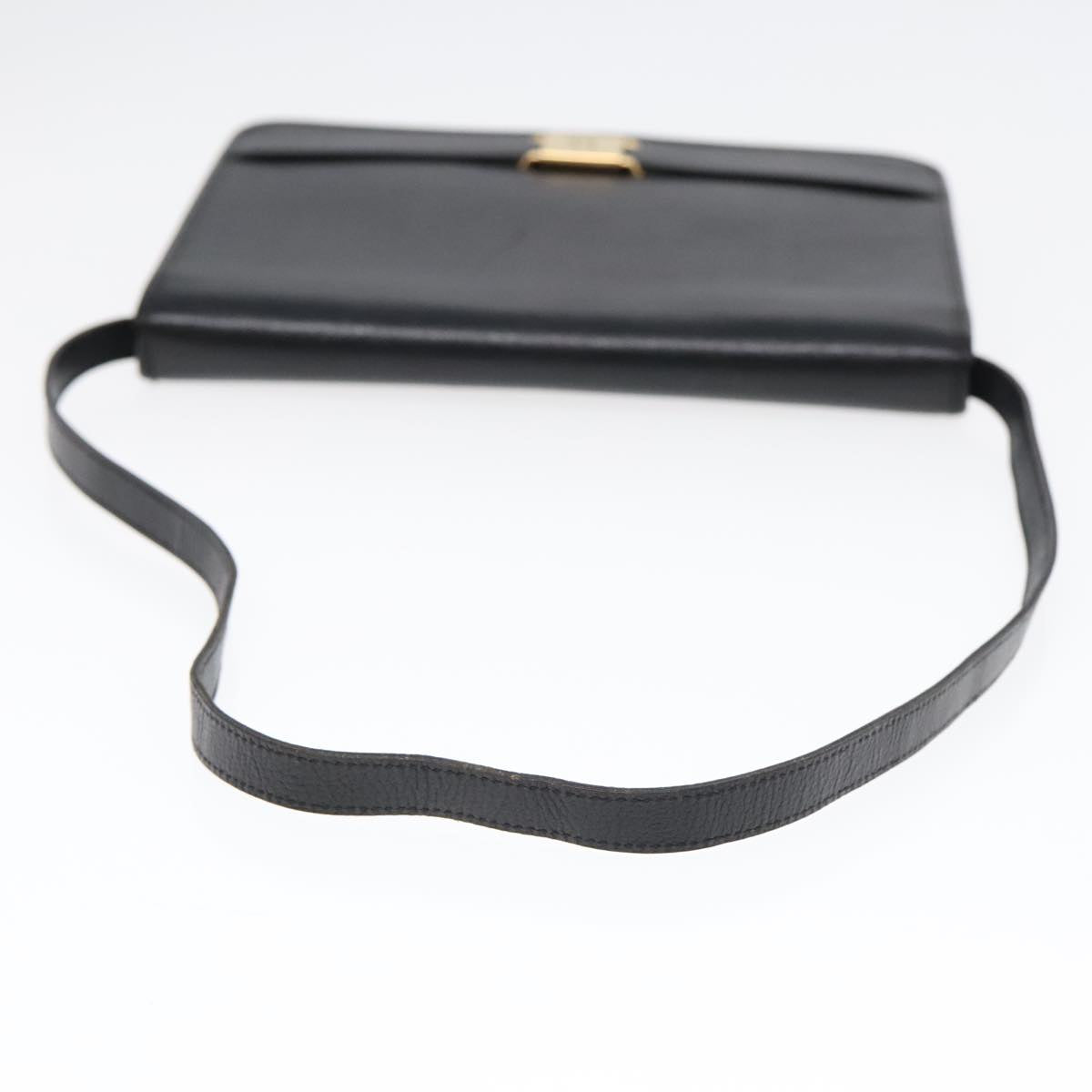 Christian Dior Shoulder Bag Leather Black Gold Auth fm3878