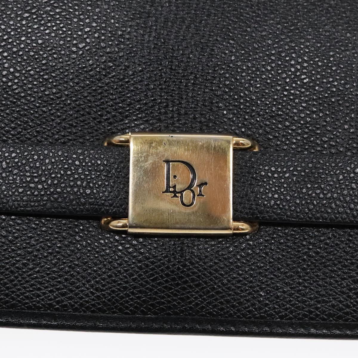 Christian Dior Shoulder Bag Leather Black Gold Auth fm3879