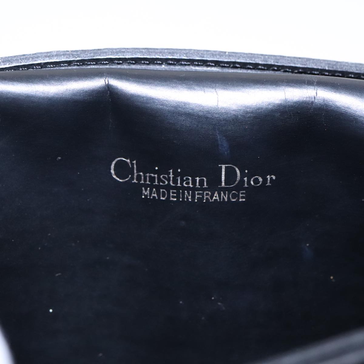 Christian Dior Shoulder Bag Leather Black Gold Auth fm3879