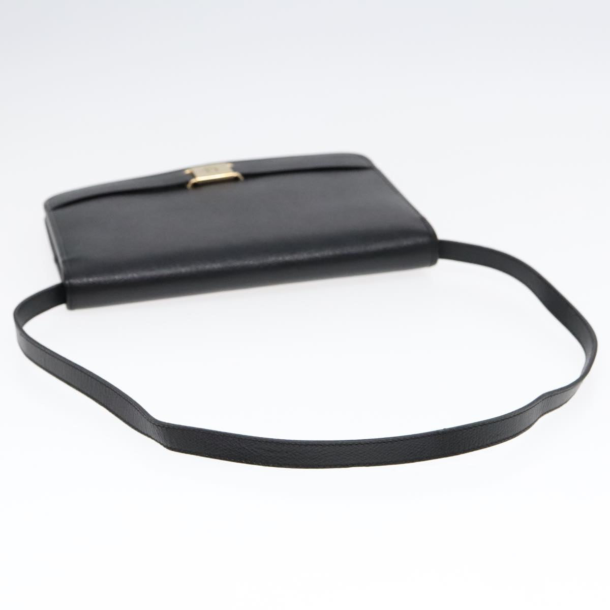 Christian Dior Shoulder Bag Leather Black Gold Auth fm3879