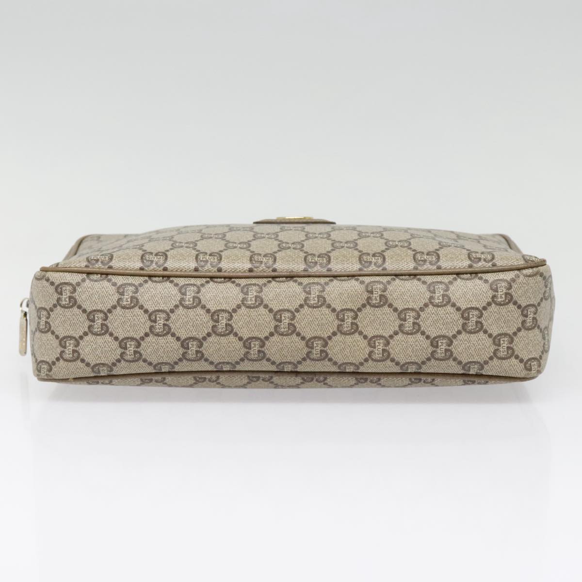 GUCCI GG Plus Supreme Clutch Bag PVC Beige Auth fm3894