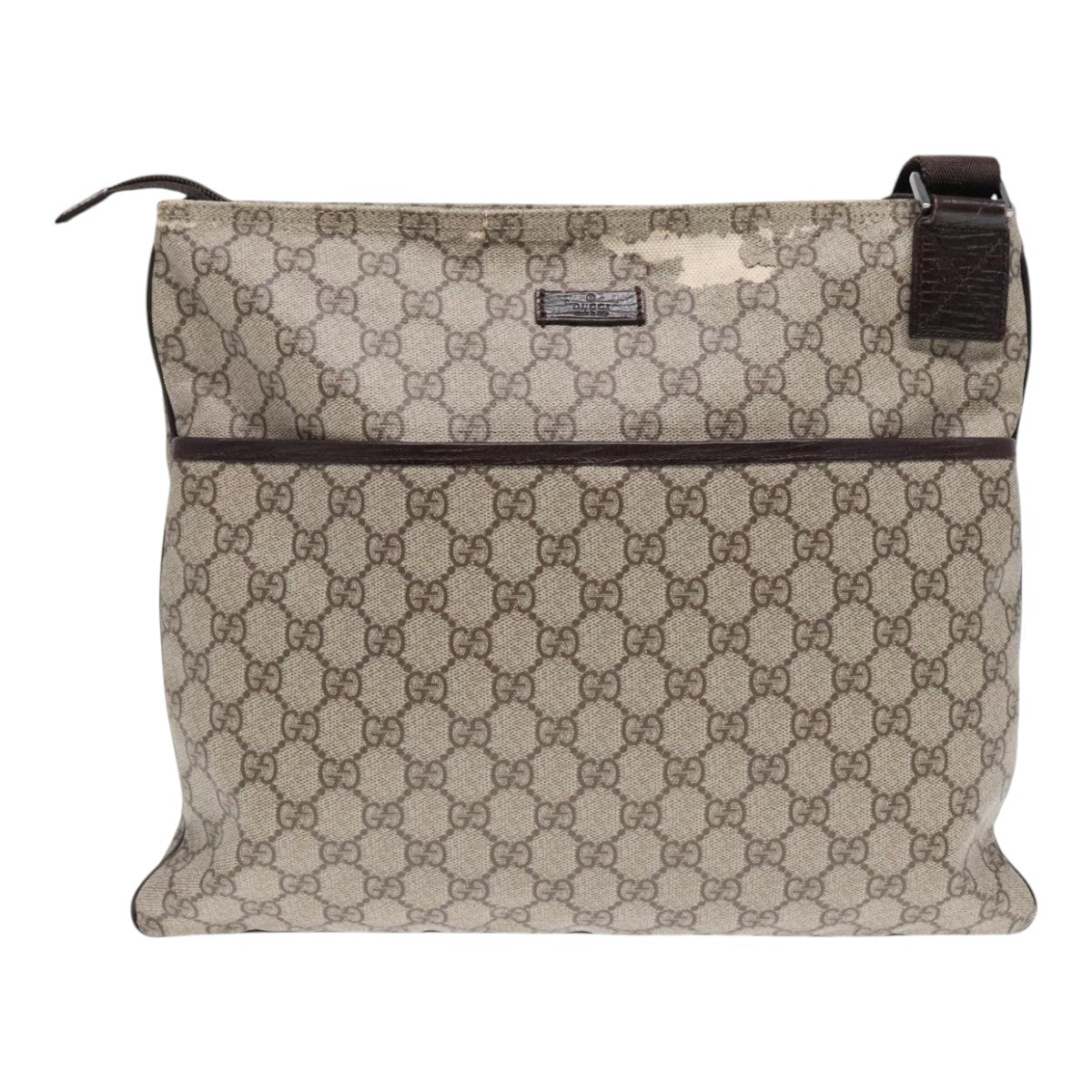 GUCCI GG Canvas Shoulder Bag Coated Canvas Beige Auth fm3897