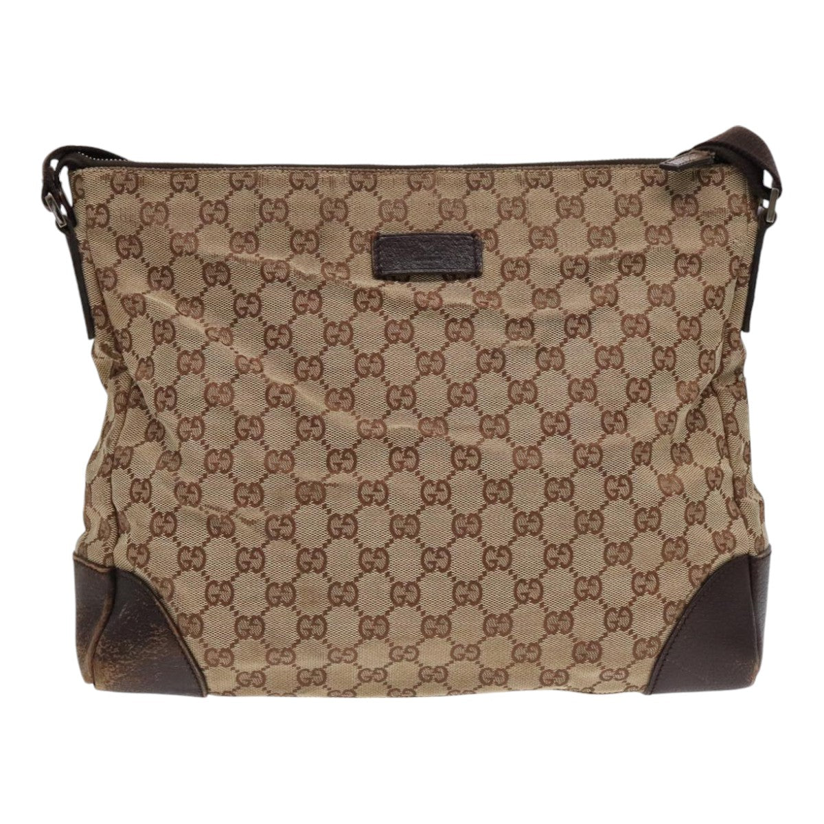 GUCCI GG Canvas Shoulder Bag Beige Auth fm3898