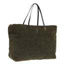 FENDI Tote Bag Corduroy Khaki Auth fm3899-1