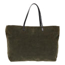 FENDI Tote Bag Corduroy Khaki Auth fm3899-13