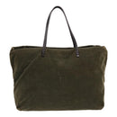 FENDI Tote Bag Corduroy Khaki Auth fm3899-2