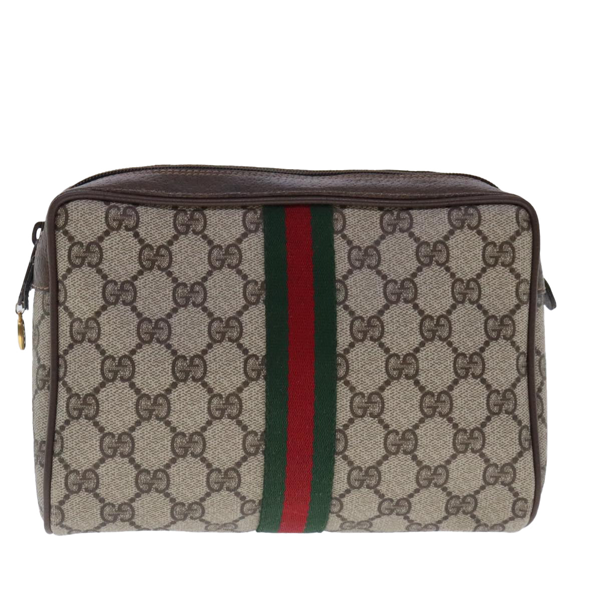 GUCCI GG Supreme Web Sherry Line Clutch Bag PVC Beige Red 63 01 012 Auth fm3901 - 0