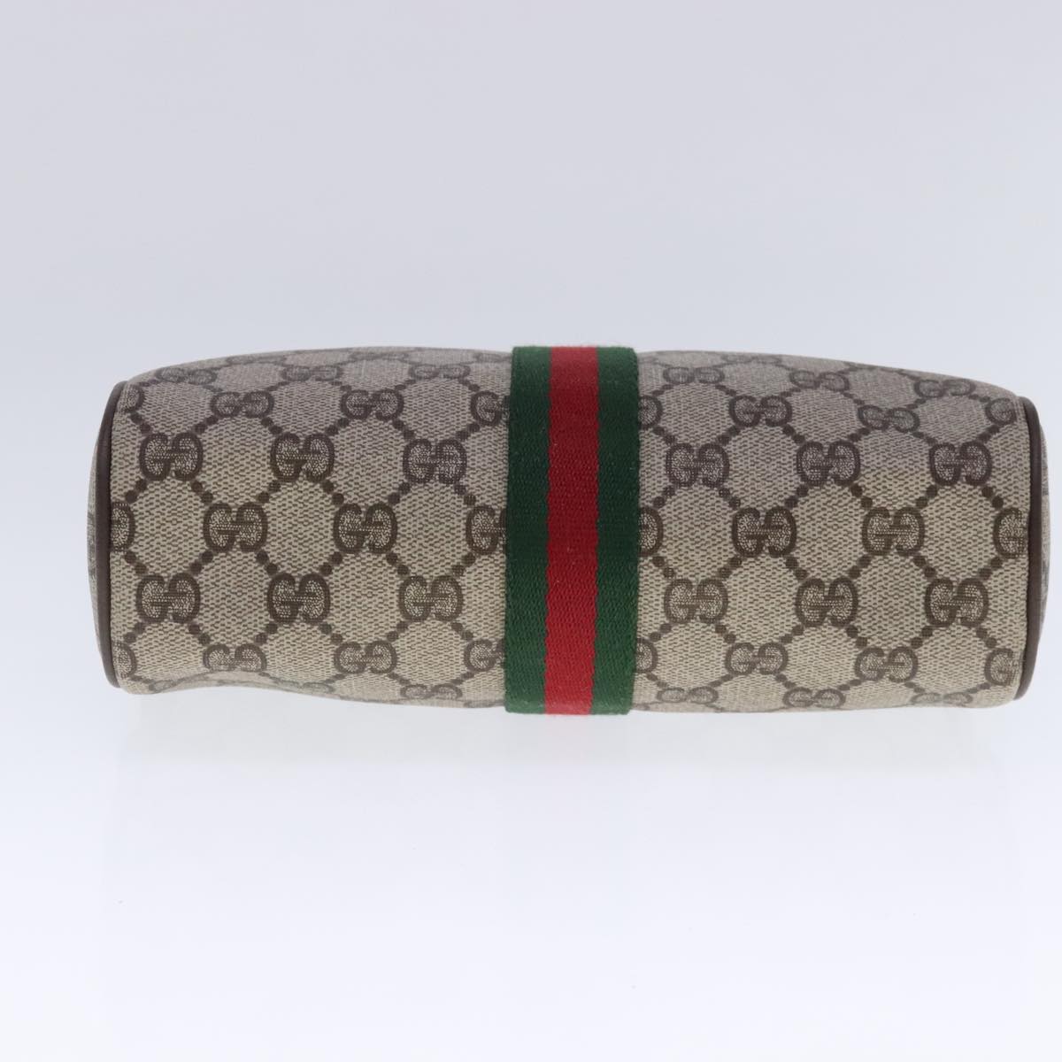 GUCCI GG Supreme Web Sherry Line Clutch Bag PVC Beige Red 63 01 012 Auth fm3901