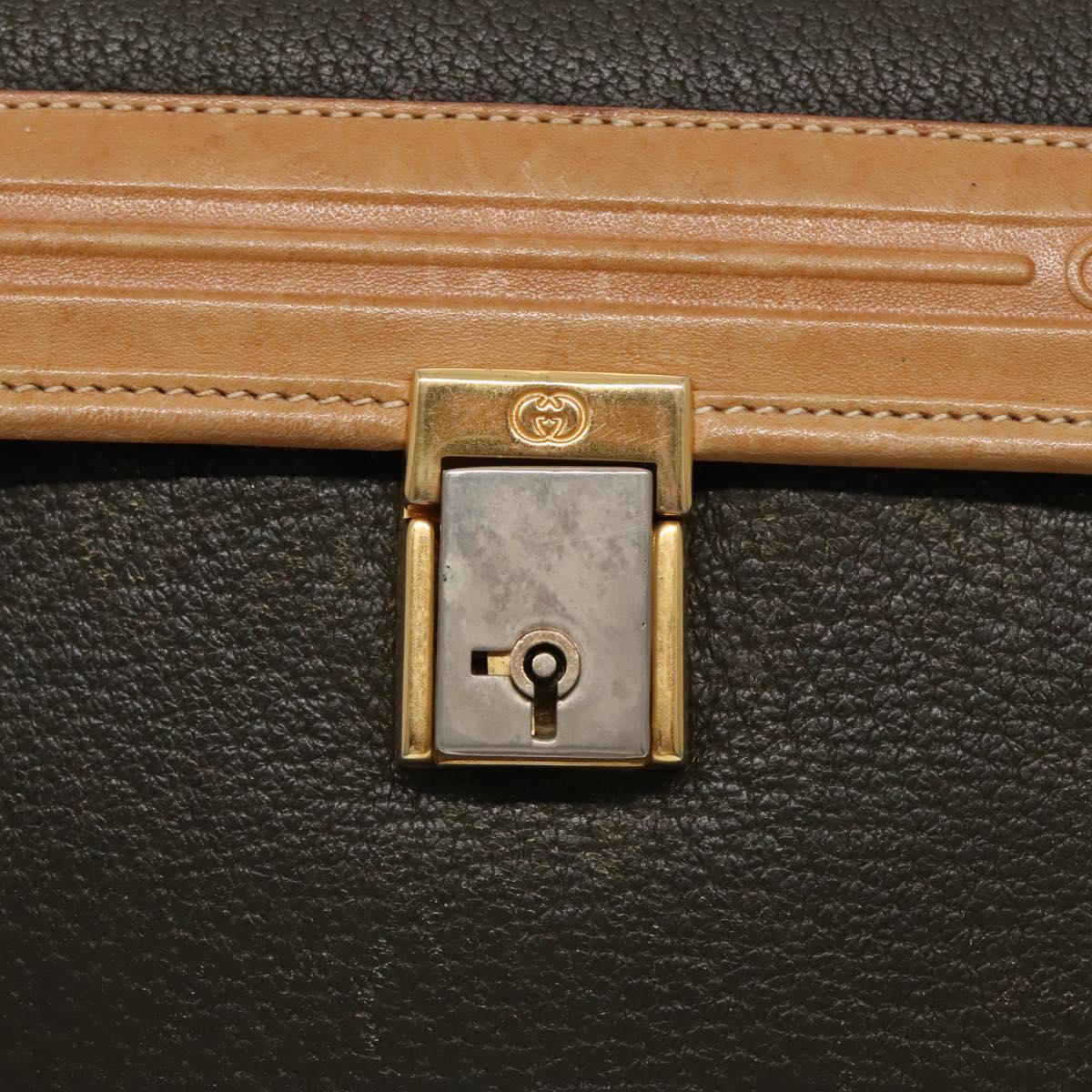 GUCCI Shoulder Bag Leather Beige Gold Auth fm3906