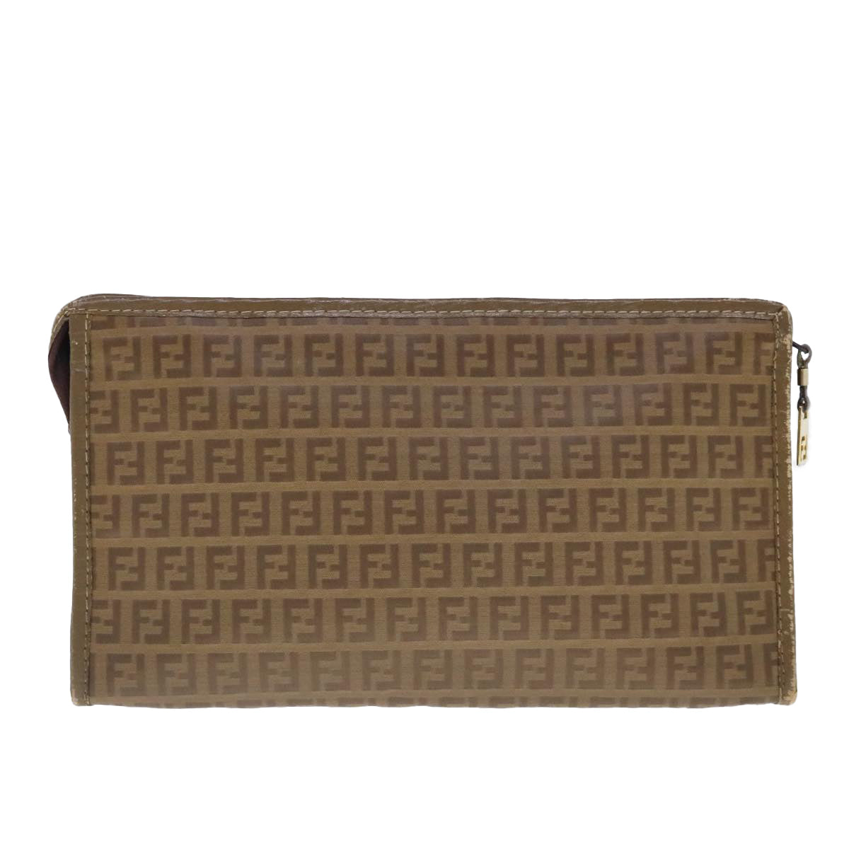 FENDI Zucchino Canvas Clutch Bag Beige Auth fm3916 - 0