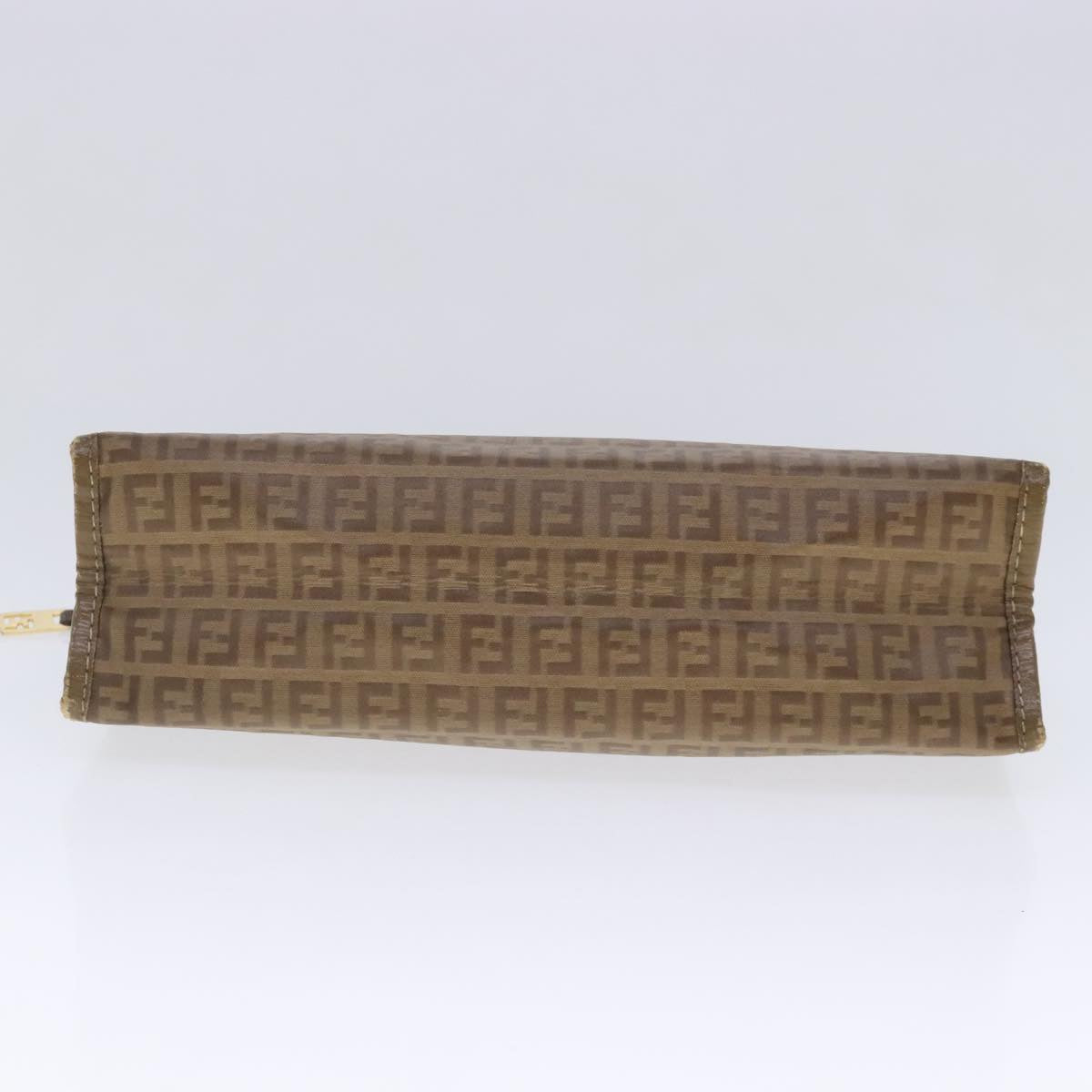 FENDI Zucchino Canvas Clutch Bag Beige Auth fm3916