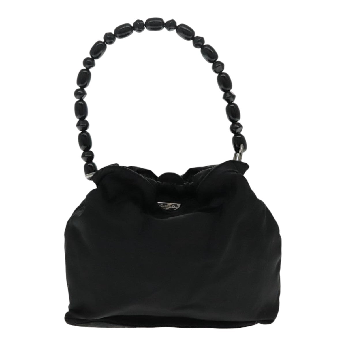 Christian Dior Maris Pearl Shoulder Bag Nylon Black Silver Auth fm3919 - 0