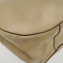 CELINE Tote Bag Leather Beige Gold Auth fm3933-14