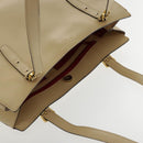 CELINE Tote Bag Leather Beige Gold Auth fm3933-6