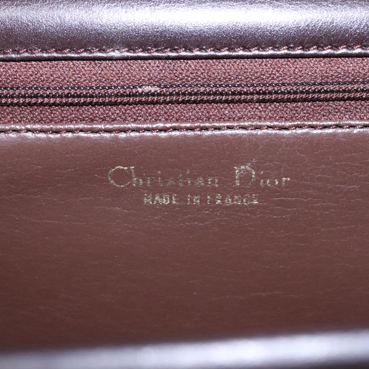 Christian Dior Shoulder Bag Leather Brown Gold Silver Auth fm3937