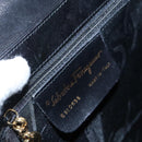 Salvatore Ferragamo Shoulder Bag Leather 2way Black Gold Auth fm3947-11