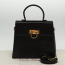 Salvatore Ferragamo Shoulder Bag Leather 2way Black Gold Auth fm3947-12