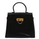 Salvatore Ferragamo Shoulder Bag Leather 2way Black Gold Auth fm3947-13