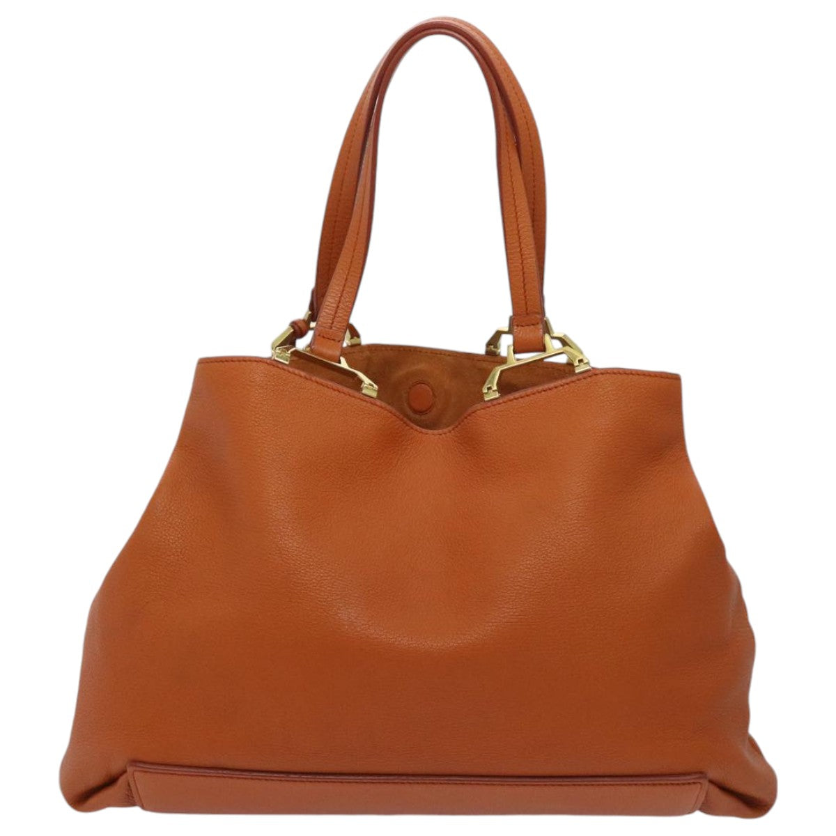 Miu Miu Tote Bag Leather Orange Gold Auth fm3950 - 0