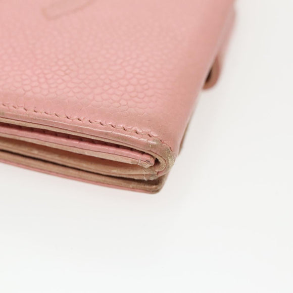 CHANEL COCO Mark Wallet Caviar Skin Pink Gold CC Auth fm3962