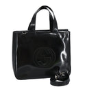 GUCCI Hand Bag Enamel 2way Black Silver 000 1013 0504 Auth fm3966-1