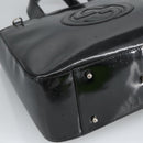 GUCCI Hand Bag Enamel 2way Black Silver 000 1013 0504 Auth fm3966-14