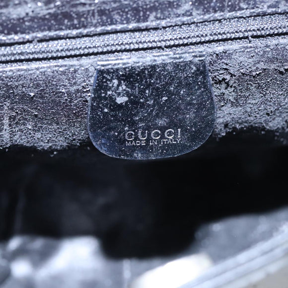 GUCCI Hand Bag Enamel 2way Black Silver 000 1013 0504 Auth fm3966