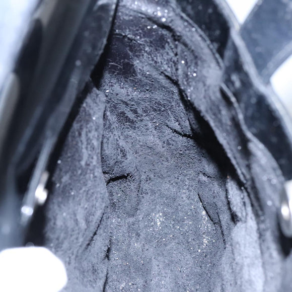 GUCCI Hand Bag Enamel 2way Black Silver 000 1013 0504 Auth fm3966