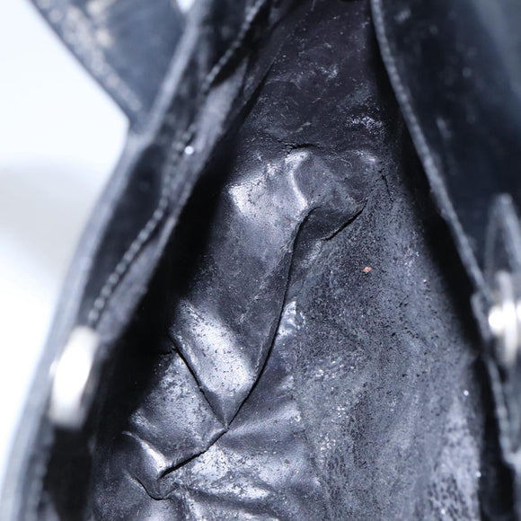 GUCCI Hand Bag Enamel 2way Black Silver 000 1013 0504 Auth fm3966