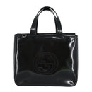 GUCCI Hand Bag Enamel 2way Black Silver 000 1013 0504 Auth fm3966-13