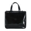GUCCI Hand Bag Enamel 2way Black Silver 000 1013 0504 Auth fm3966-2