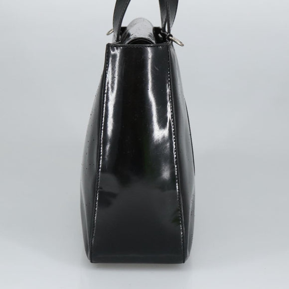 GUCCI Hand Bag Enamel 2way Black Silver 000 1013 0504 Auth fm3966